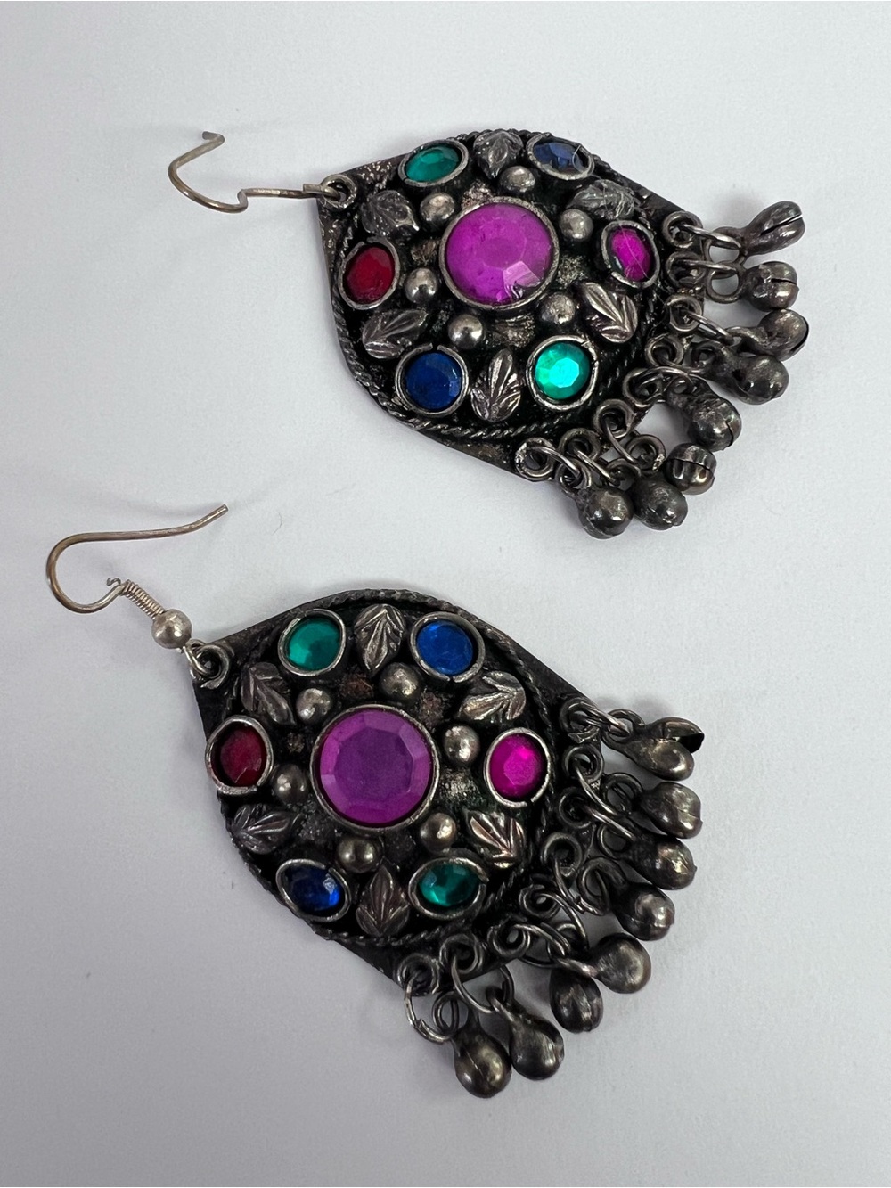 Pier 1 imports earrings 90s vintage India huge colorful statement dangle costume - Picture 5 of 6
